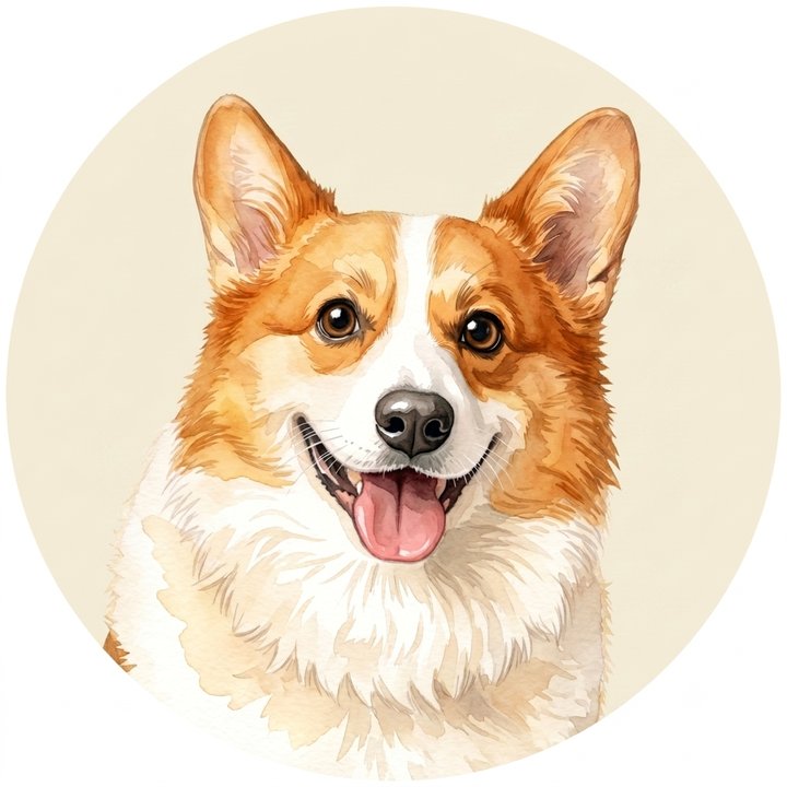 Watercolour style tag, ivory background